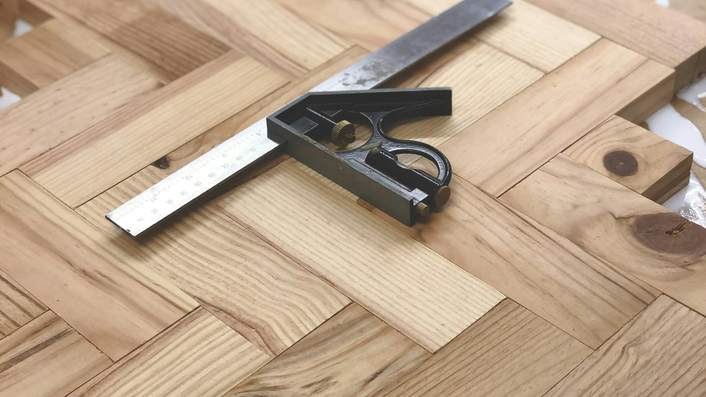 Hardwood flooring being installed
